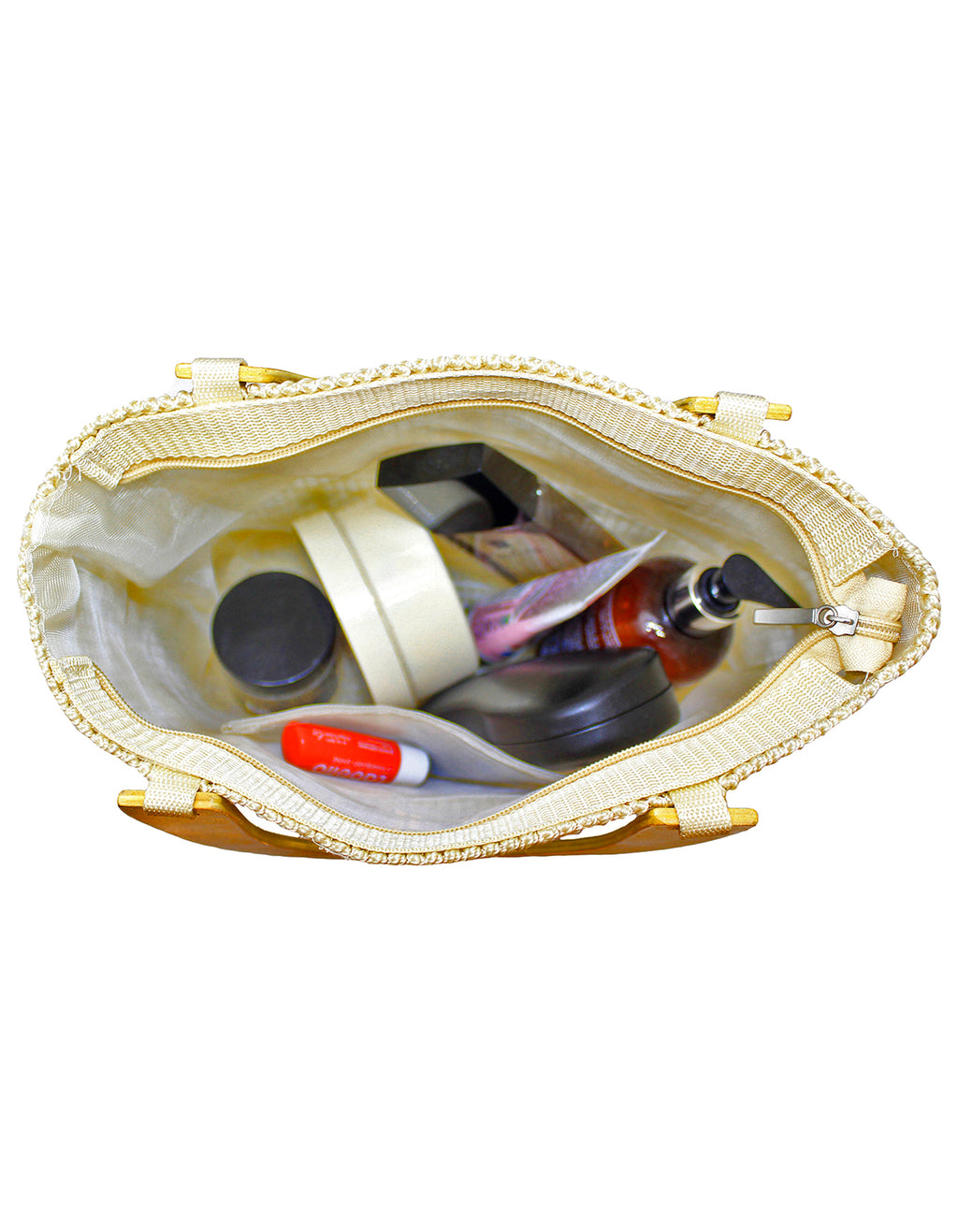 Fino CJK-05074 Straw Beach Bag with Wooden Handles