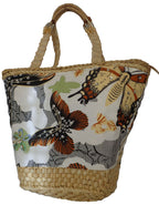 Fino CJK-05053 Butterfly Straw Basket with Beaded Handles
