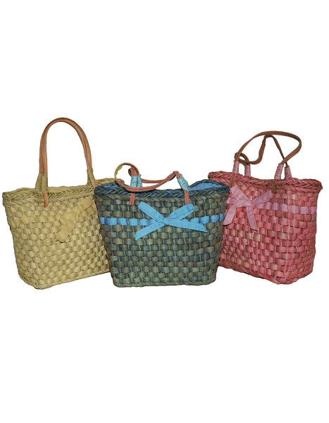 Fino CW012925 Value Pack Straw Beach Bag with Front Bow Design- Set of 3