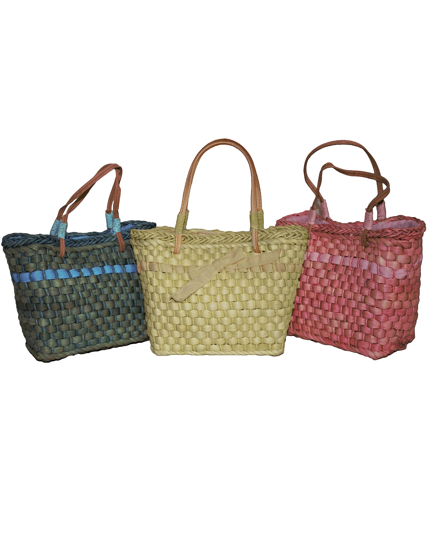 Fino CW012925 Value Pack Straw Beach Bag with Front Bow Design- Set of 3