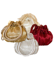 Fino DC1401 Rose Flower Satin DrawString Value Evening/Toiletry Bags- Set of 4