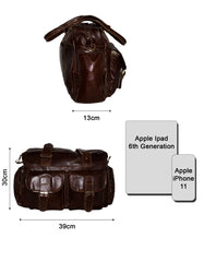 Fino DL-3891-2 Full Grain Genuine Leather Messenger Laptop Bag - Coffee