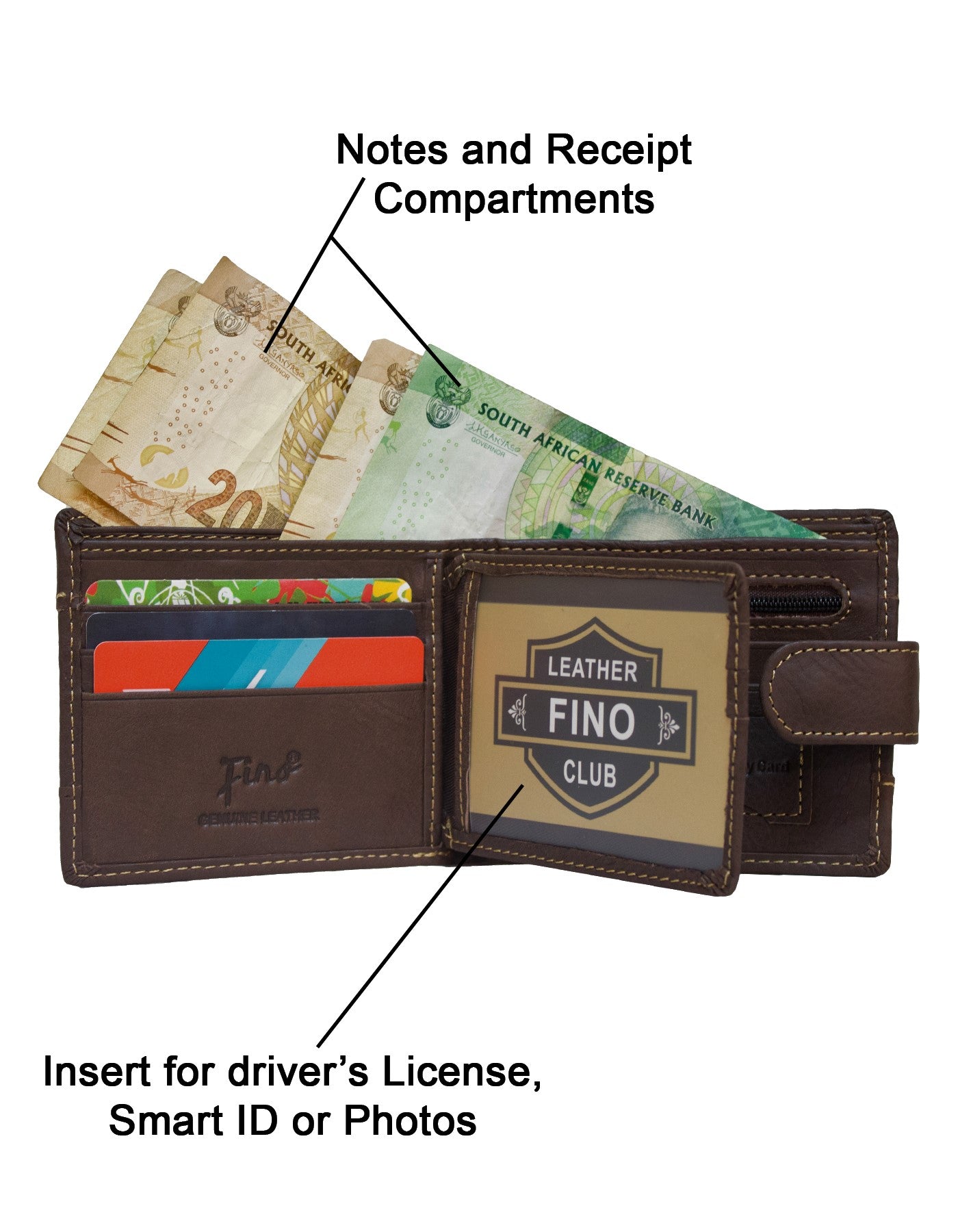 Fino DWS-1803 Genuine Leather Rhino Design Wallet with SD Card Holder & Box