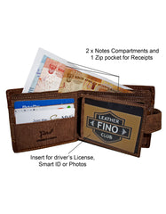 Fino DWS-1804/RYO Genuine Leather Embossed Wallet with SD Card Holder & Box