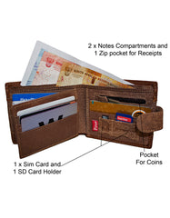 Fino DWS-1804/RYO Genuine Leather Embossed Wallet with SD Card Holder & Box
