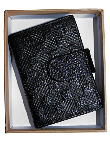 Fino DWS-800 Unisex Genuine Leather Card Holder with Box - Black