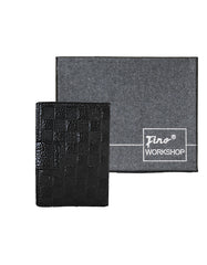 Fino DWS-800 Unisex Genuine Leather Card Holder with Box - Black
