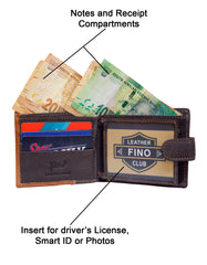 Fino DWS-802 Genuine Leather Metal Logo Wallet with SD Card Holder & Box