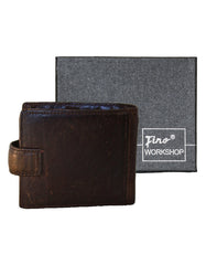 Fino DWS-809 Genuine Leather Bifold Wallet with Box - Coffee