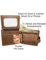 Fino DWS-815 Genuine Leather Soft Texture Wallets with Box - Light Brown