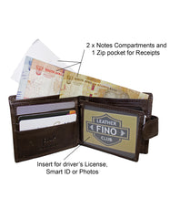 Fino DWS-818 Genuine Leather Cow Skin Wallet with SD Card Holder & Box