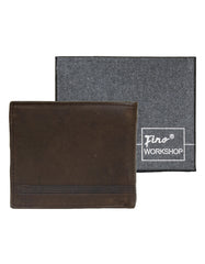 Fino DWS-820S Genuine Leather Bi-fold Wallet with Box - Dark Brown
