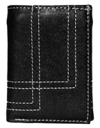 Fino DWS-822 Stitched Genuine Leather Slim Compact Trifold Wallet with Box