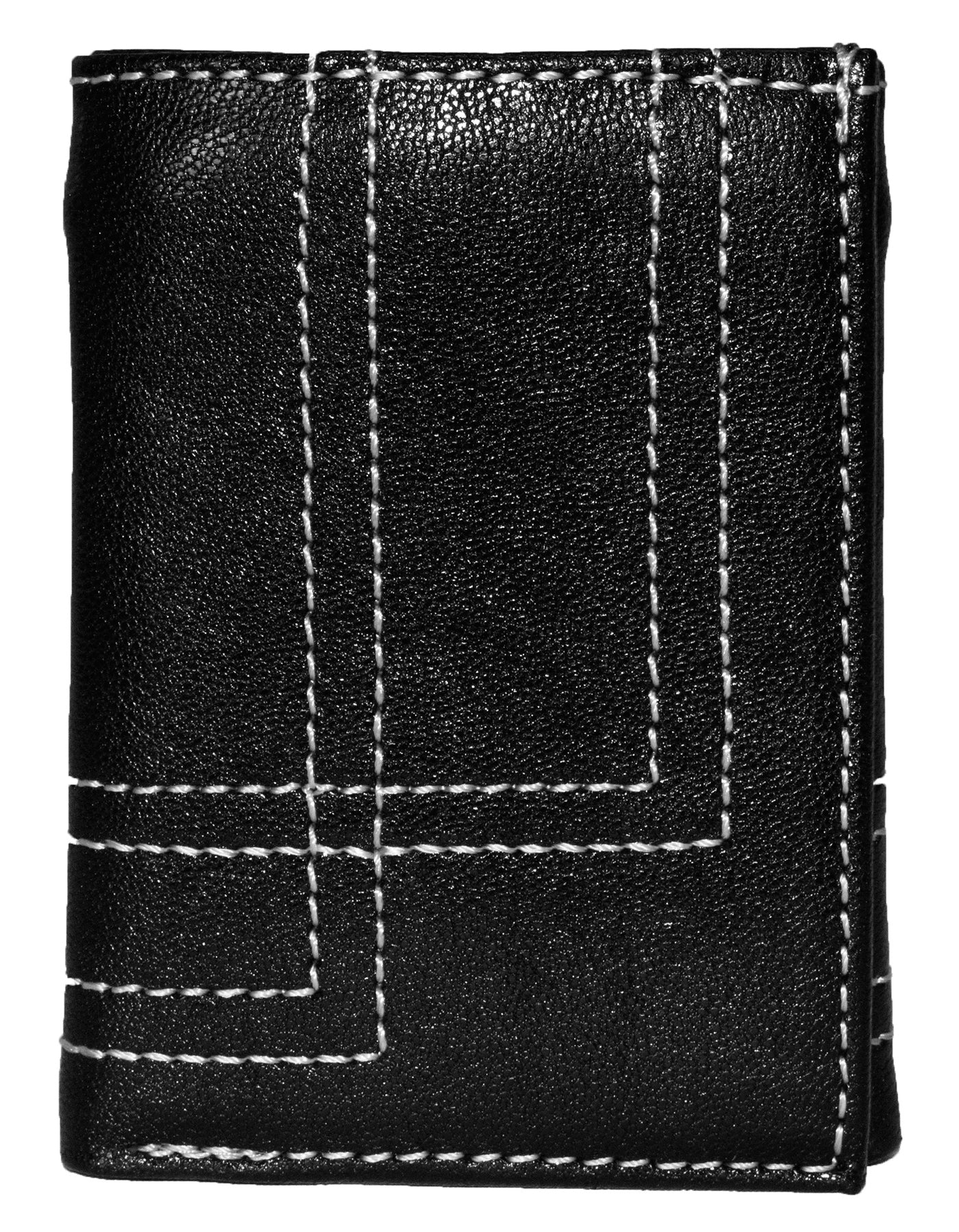 Fino DWS-822 Stitched Genuine Leather Slim Compact Trifold Wallet with Box