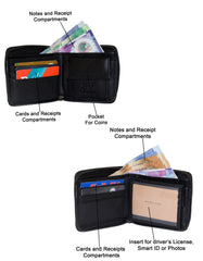 Fino DWS-825 Genuine Leather Zip Around Wallet with Box