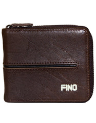 Fino DWS-826 Genuine Leather Zip Around with Line & Logo Wallet with Box