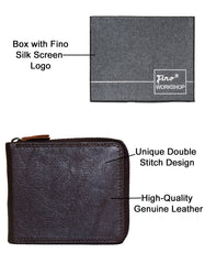 Fino Zip Around Genuine Leather Wallet with Box