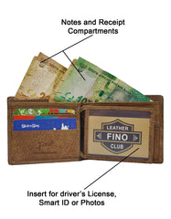 Fino DWS-83072S Genuine Leather Embossed Wallet with SD Card Holder & Box