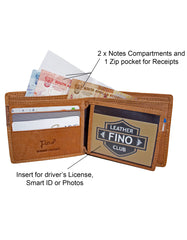 Fino DWS-87021 Genuine Leather Wallet with SD Card Holder & Box - Brown