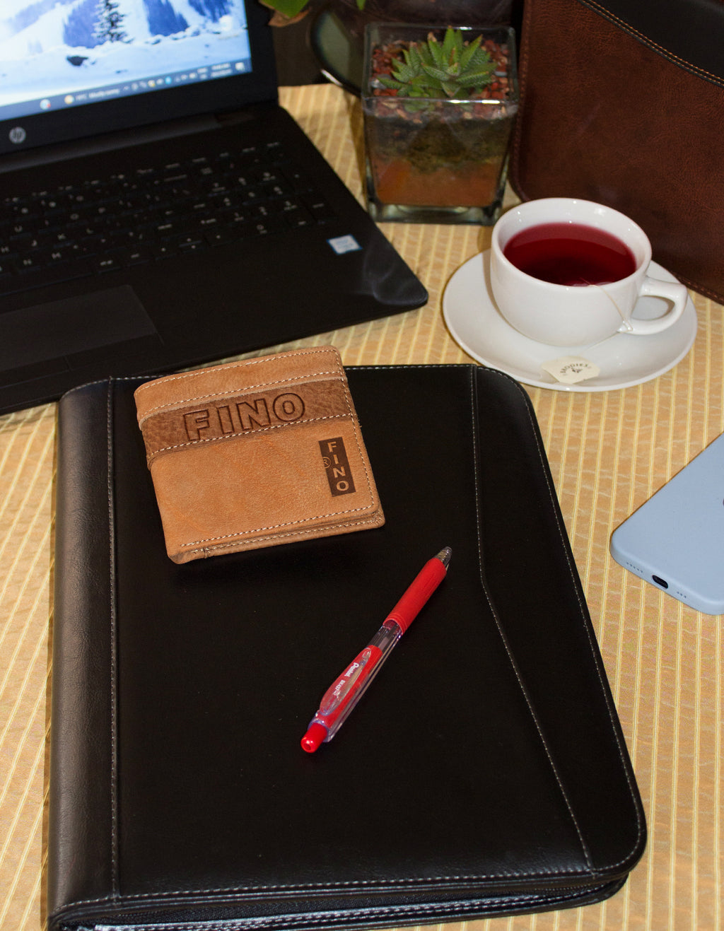 Fino DWS-87021 Genuine Leather Wallet with SD Card Holder & Box - Brown