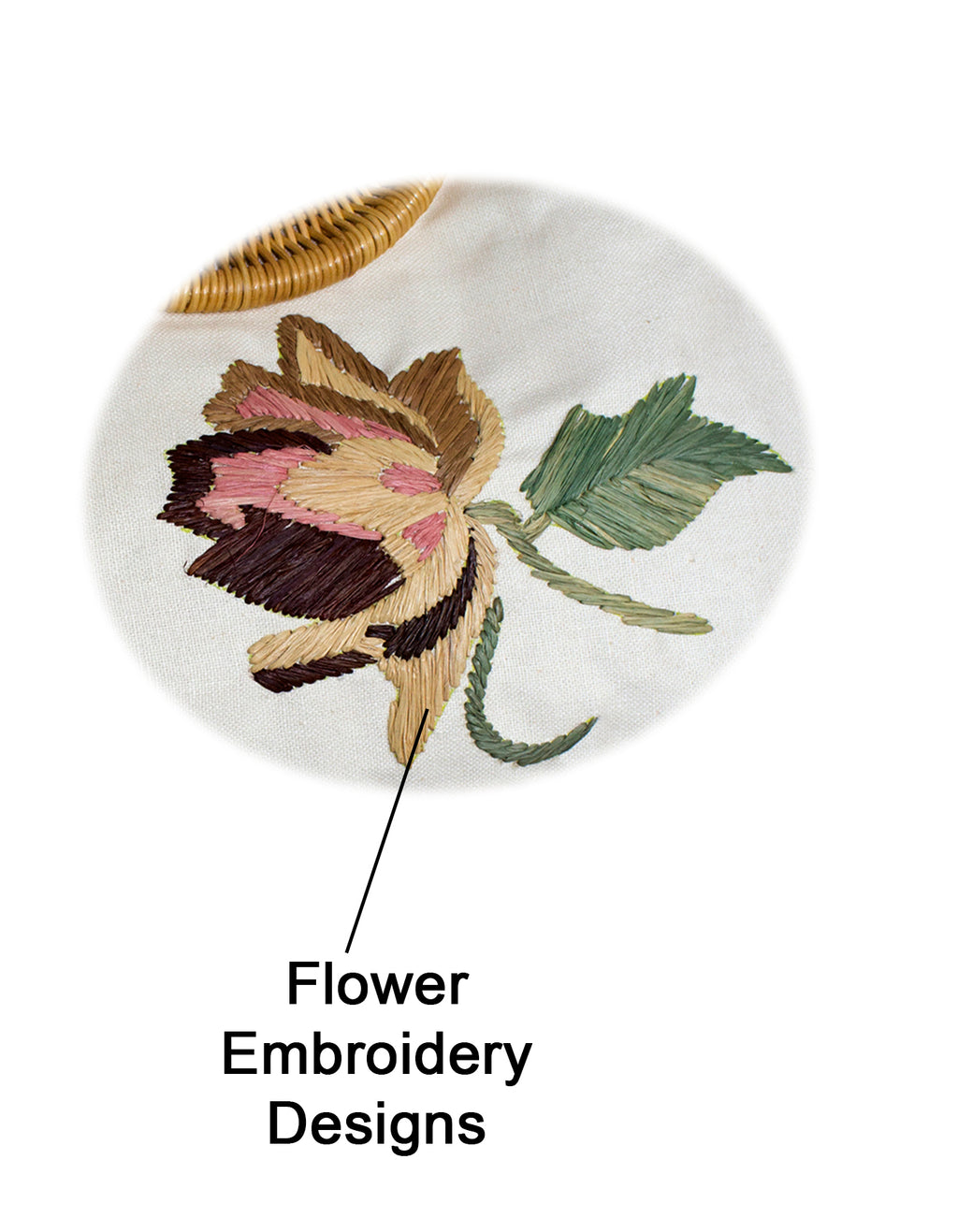 Fino DY20050 Lotus Flower Embroidery Canvas Bag- Beige