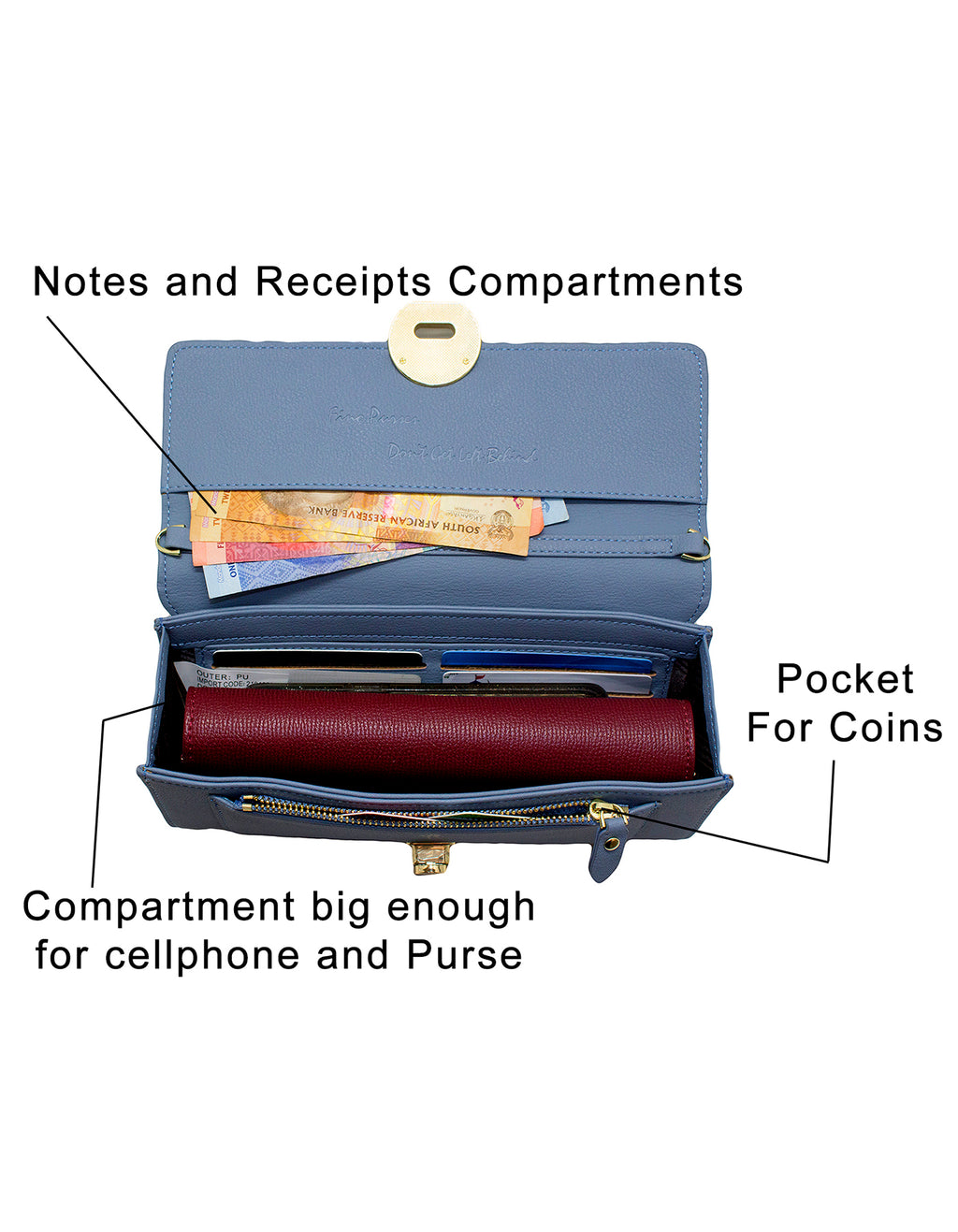 Fino F592 Faux Leather Card Holder/ Clutch Bag/ Phone Bag/ Bag Organiser