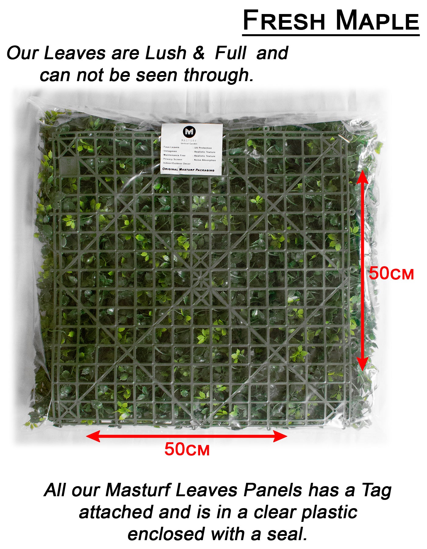 Masturf Premium Fresh Maple 50 x 50cm Faux Leaves UV Resistant Panel