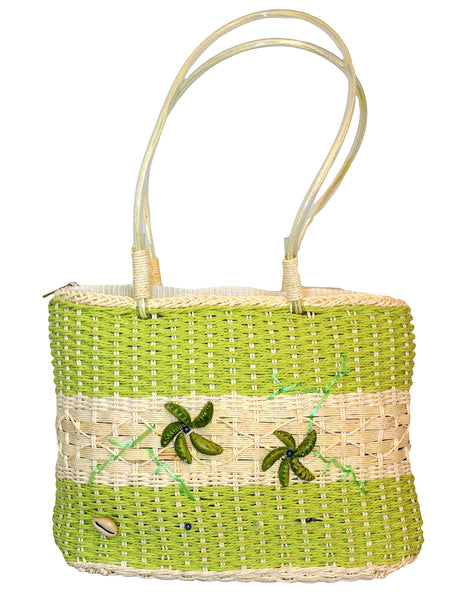 Fino FYL03-1023 Straw/Beach Bag with front Shells and Bead Work