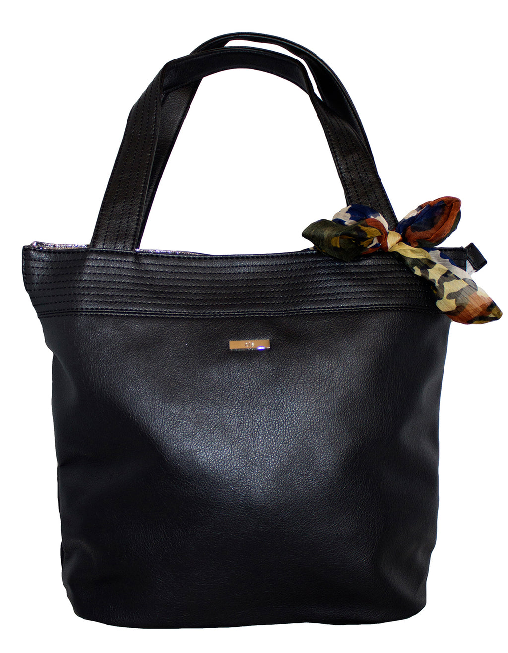 Fino G-8210 Classy Faux Leather Handbag with Scarf Trim