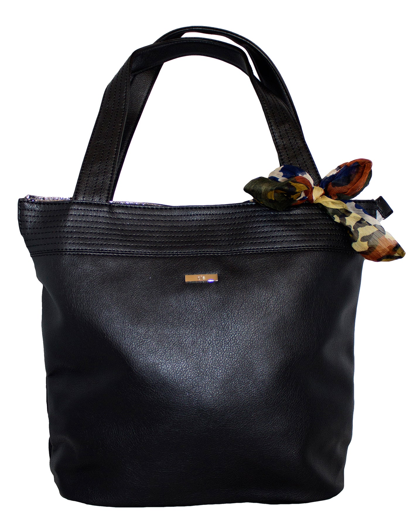 Fino G-8210 Classy Faux Leather Handbag with Scarf Trim