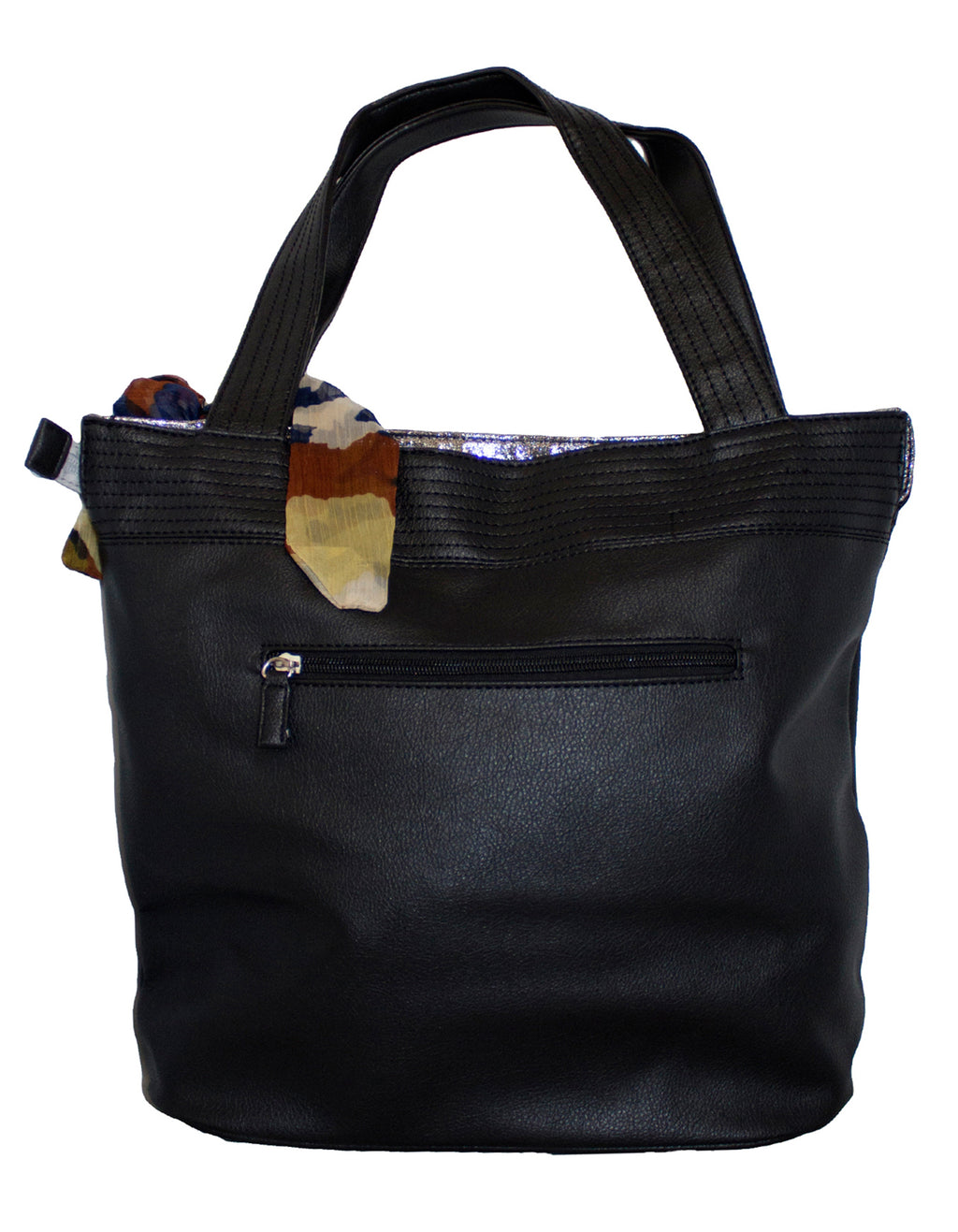 Fino G-8210 Classy Faux Leather Handbag with Scarf Trim
