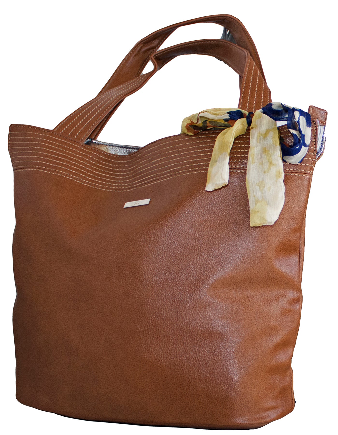 Fino G-8210 Classy Faux Leather Handbag with Scarf Trim