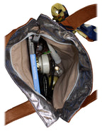 Fino G-8210 Classy Faux Leather Handbag with Scarf Trim
