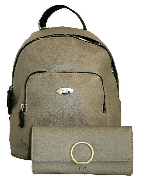 Fino G-9116+51140 Faux Leather Backpack with Purse