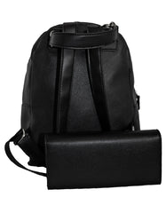 Fino G-9116+51333 Faux Leather Backpack with Purse - Black