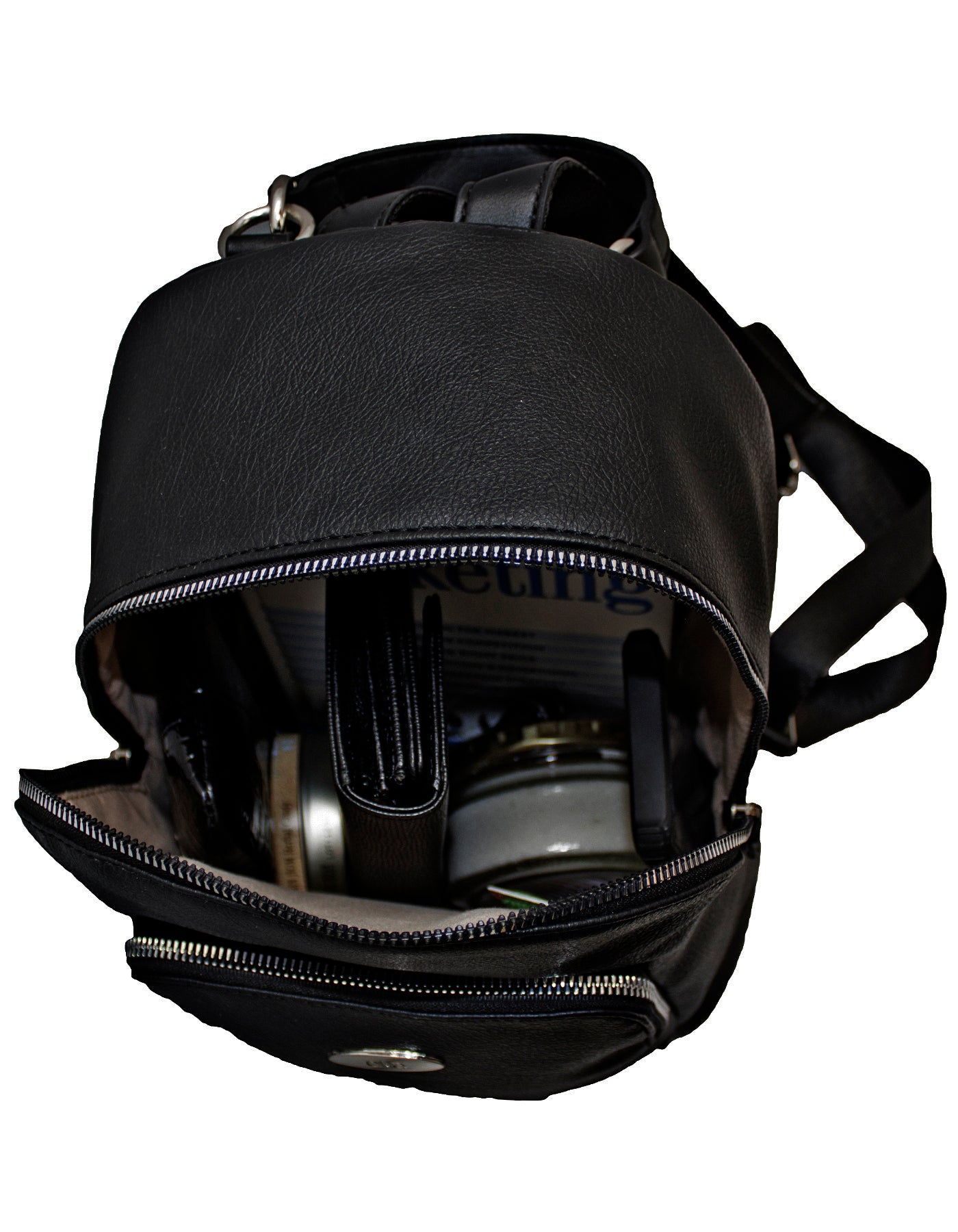 Fino G-9116+51333 Faux Leather Backpack with Purse - Black