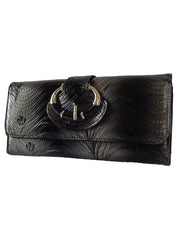Fino G195-765 Faux Leather Swirl Design Long Card Holder Purse