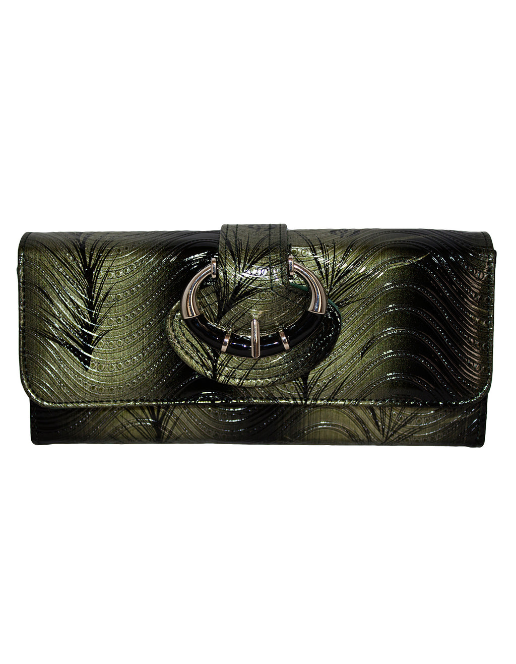 Fino G195-765 Faux Leather Swirl Design Long Card Holder Purse