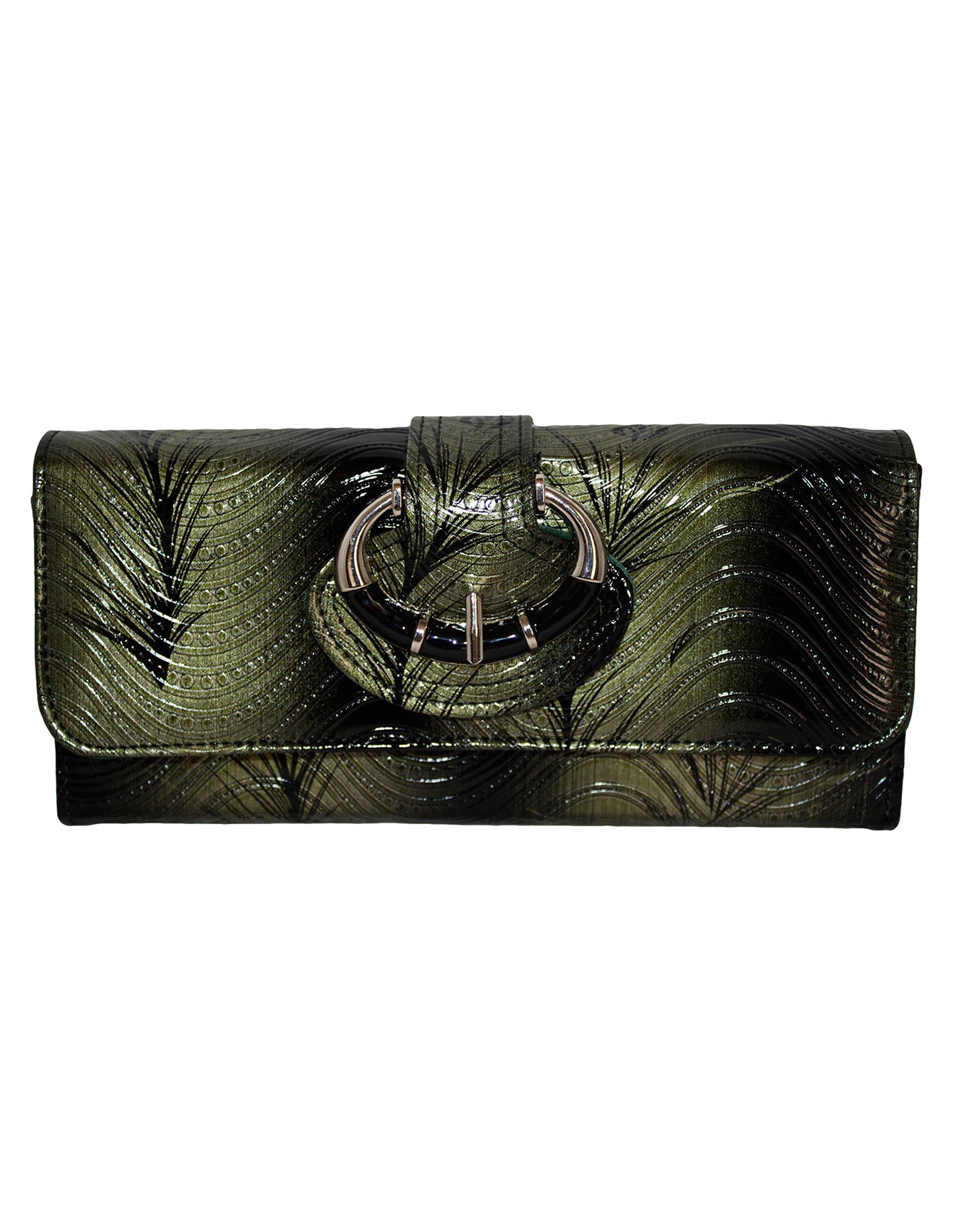 Fino G195-765 Faux Leather Swirl Design Long Card Holder Purse