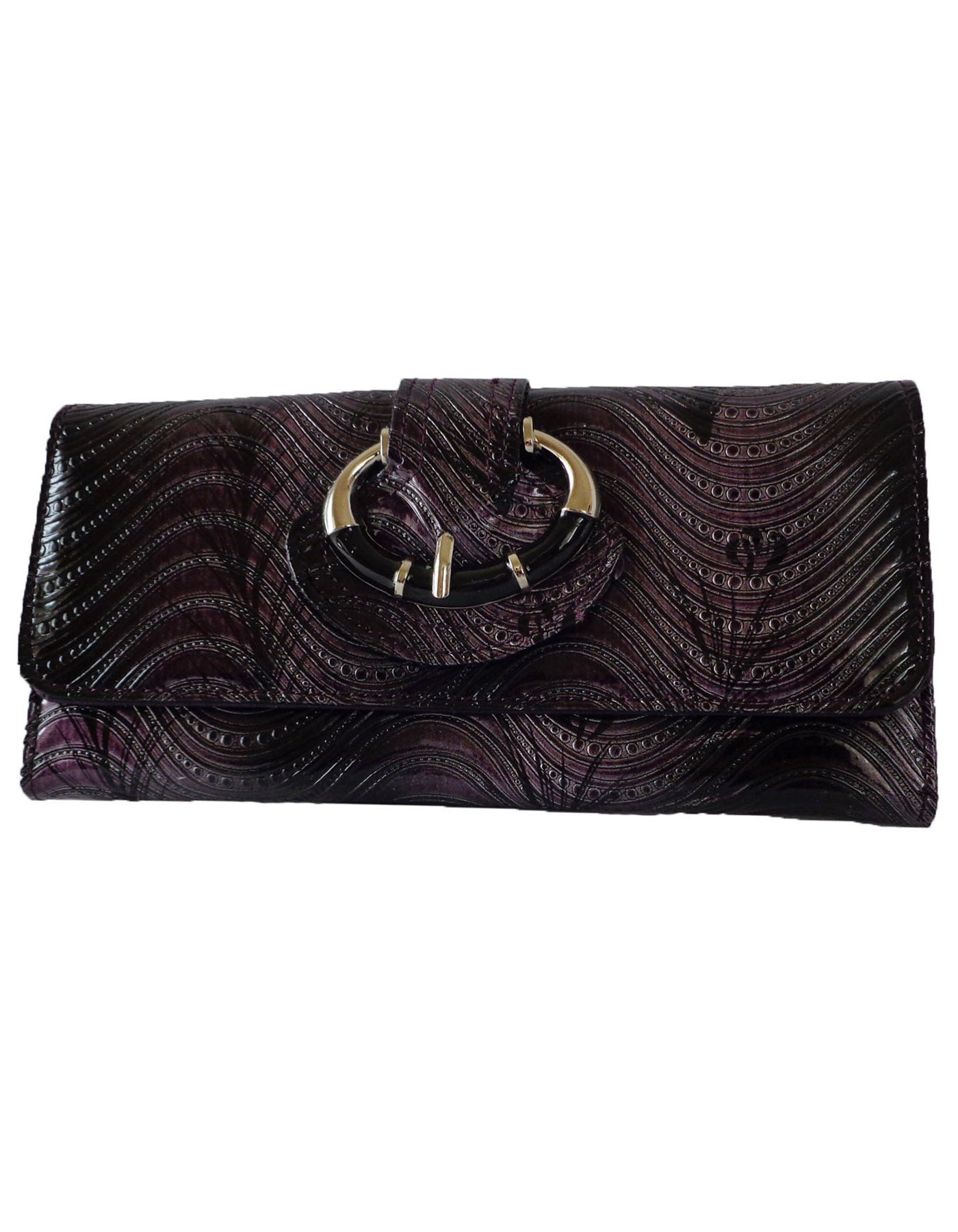Fino G195-765 Faux Leather Swirl Design Long Card Holder Purse