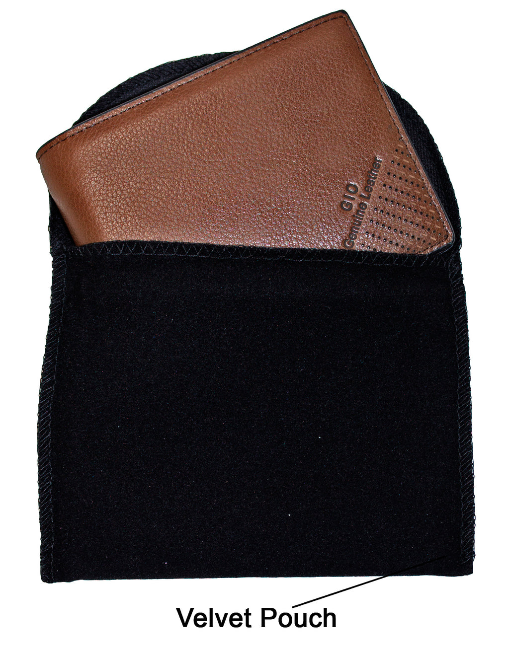 GIO-101 Full Grain Genuine Leather Bifold Card Holder Gift Wallet with Box/Suede Pouch Included-Brown