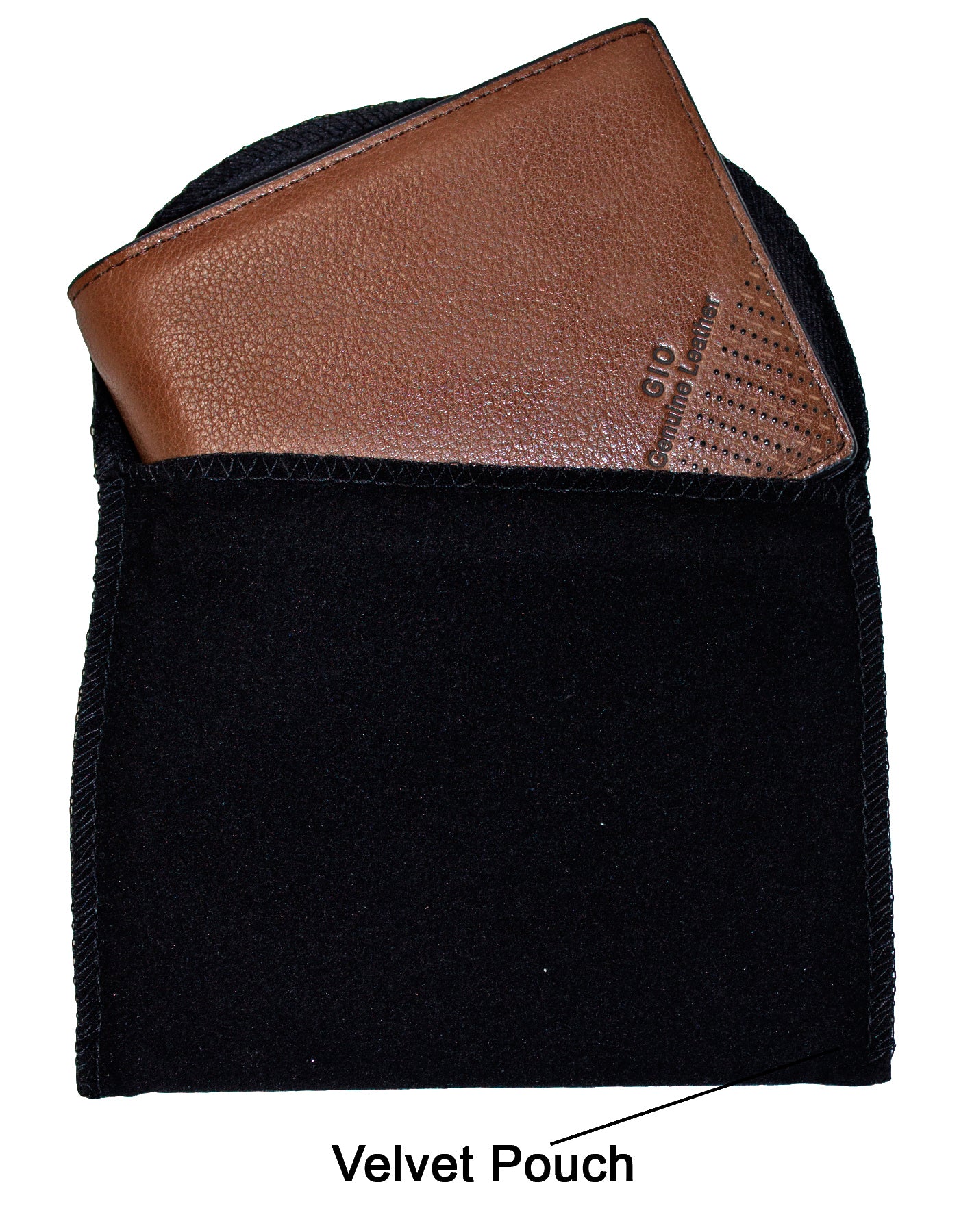 GIO-101 Full Grain Genuine Leather Bifold Card Holder Gift Wallet with Box/Suede Pouch Included-Brown