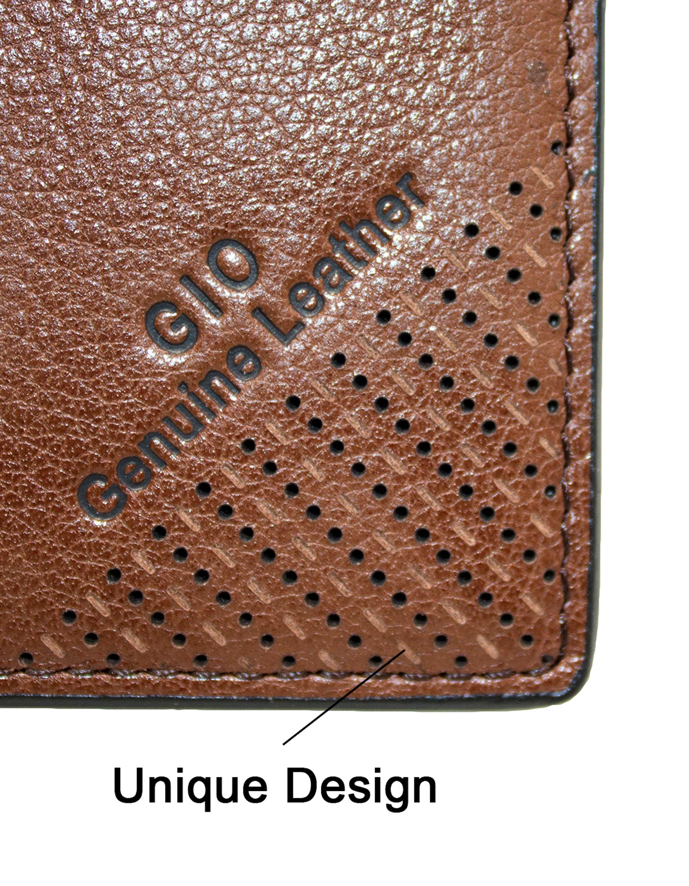 GIO-101 Full Grain Genuine Leather Bifold Card Holder Gift Wallet with Box/Suede Pouch Included-Brown