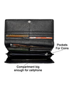 GIO-1023 Full Grain Genuine Leather Purse with Box- Black
