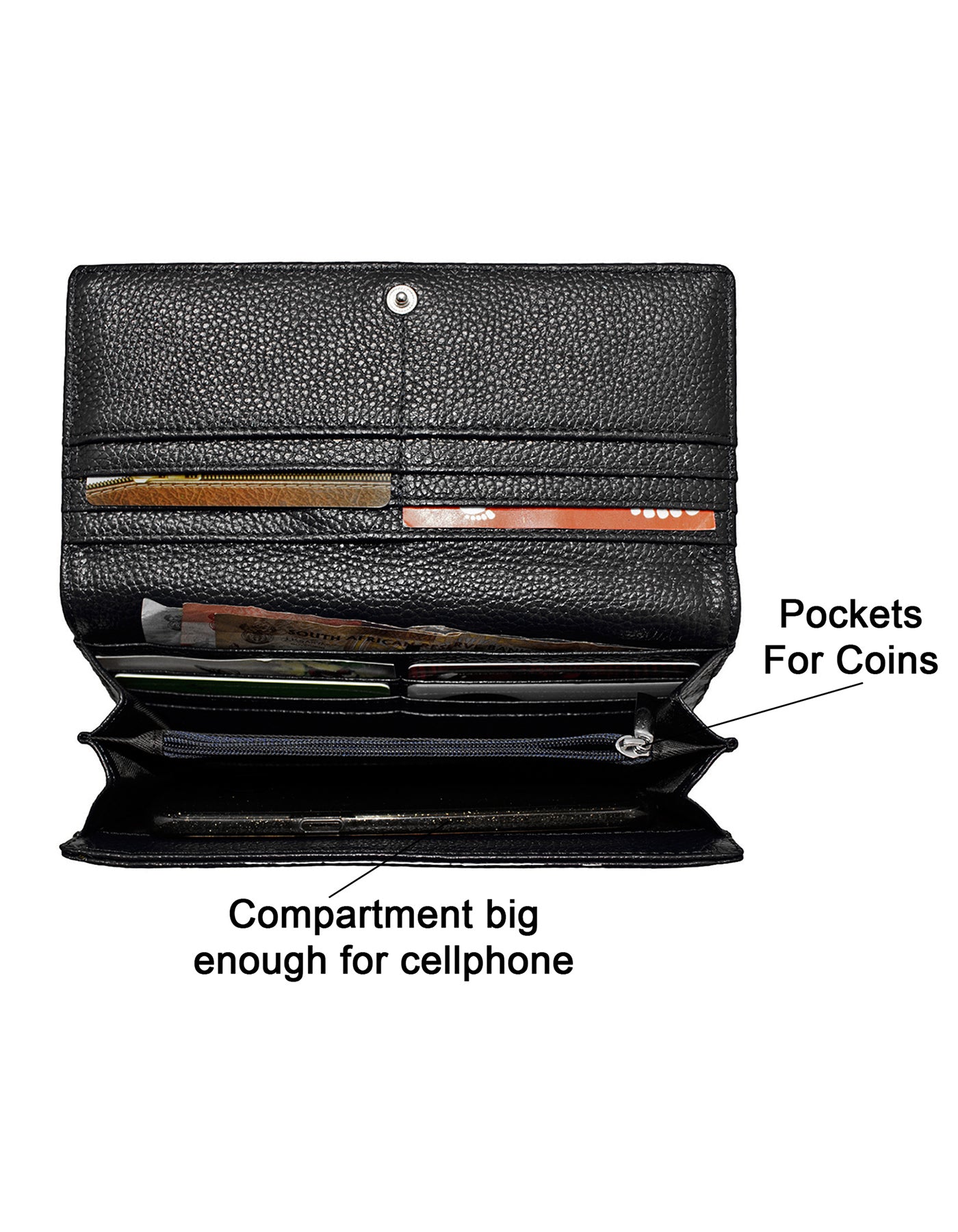 GIO-1023 Full Grain Genuine Leather Purse with Box- Black