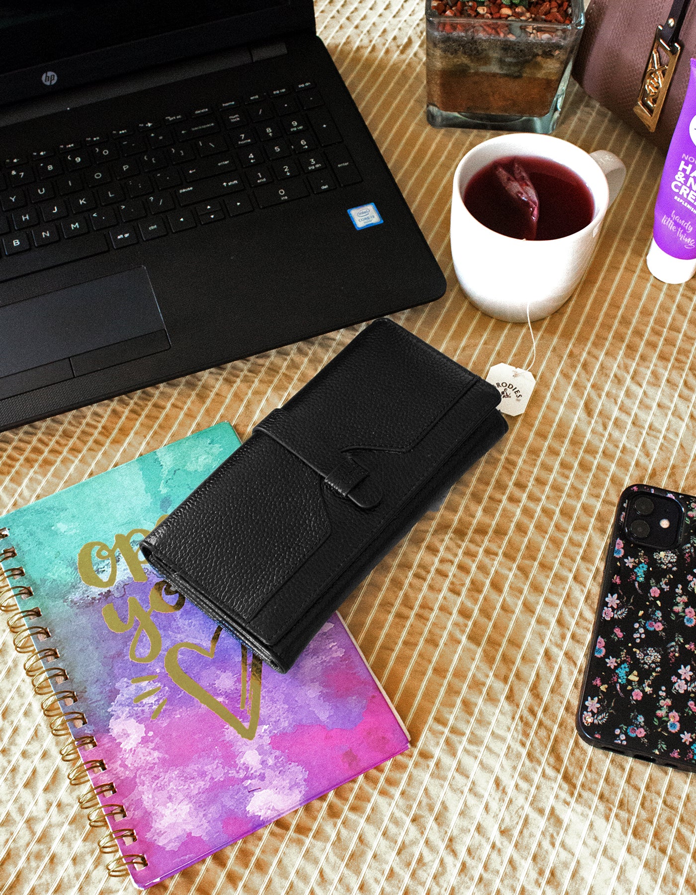 GIO-1023 Full Grain Genuine Leather Purse with Box- Black