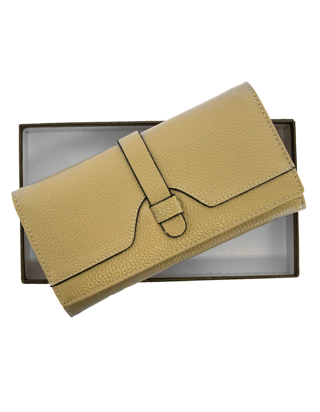 GIO-1023 Full Grain Genuine Leather Purse with Box- Black