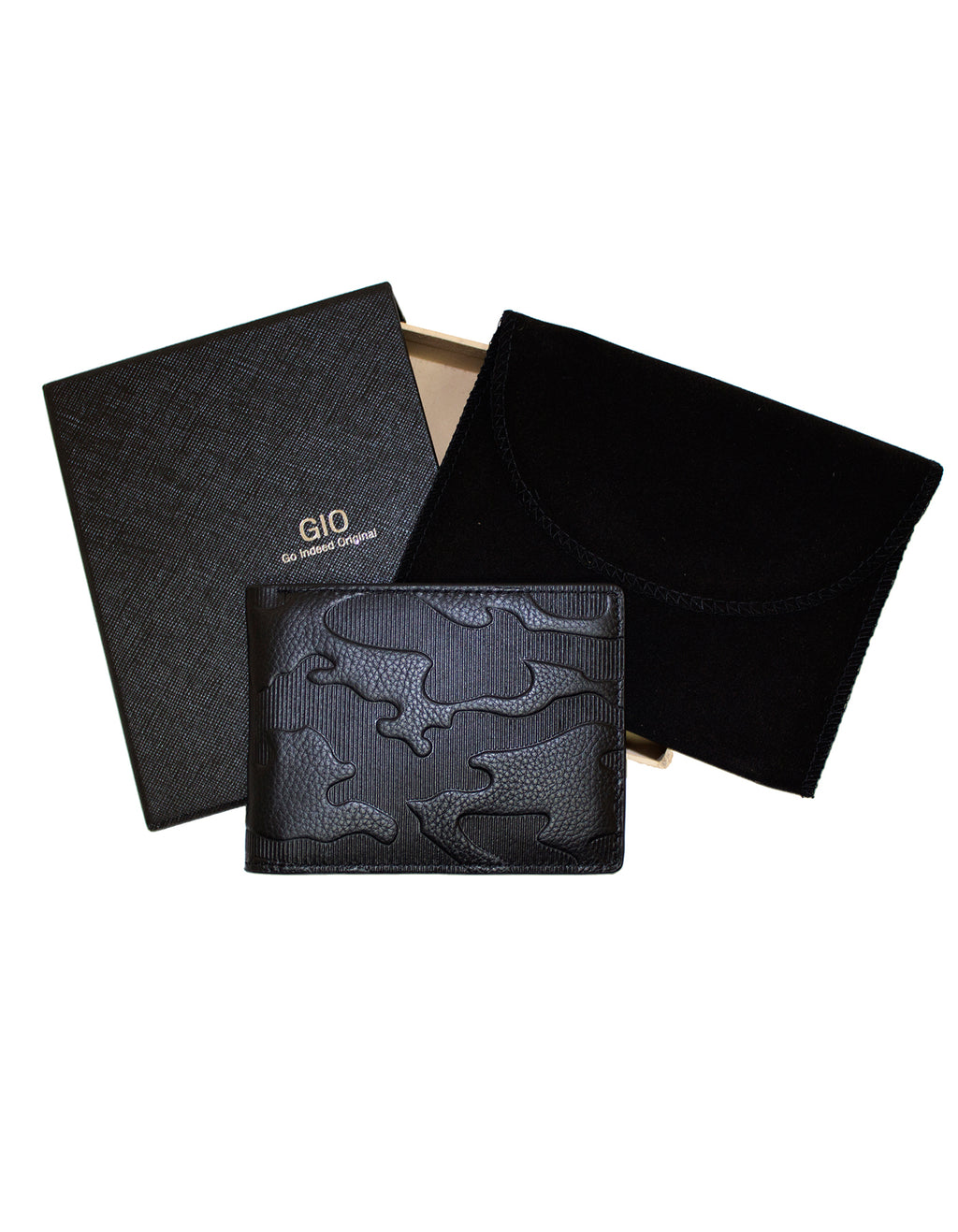 GIO 102 Full Grain Genuine Leather Bifold Wallet – Black
