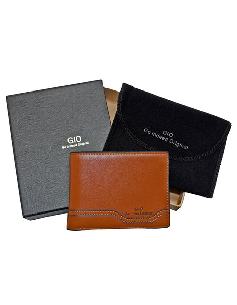 GIO 103 Full Grain Genuine Leather Cow Skin Wallet – Brown