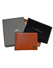 GIO 104 Full Grain Genuine Leather Unique Design Bifold Wallet – Brown